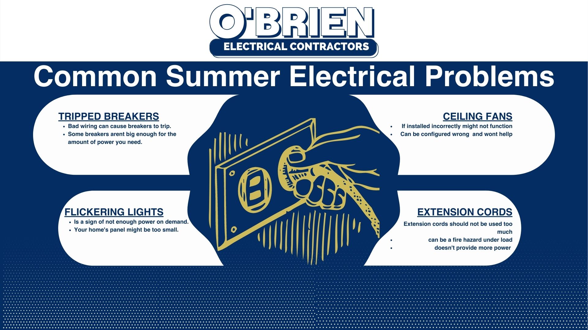 Common Summer Electrical Problems Obrien Electrical Contractors Denver Electrician Residential electrical services repair